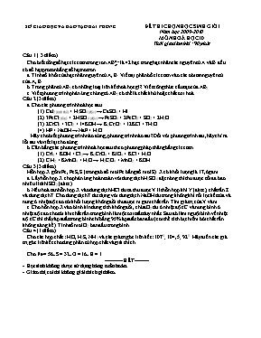Đề thi chọn học sinh giỏi năm học 2009 - 2010 môn Hoá học 10